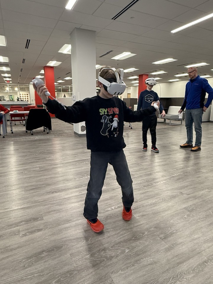 DrVirtuality's tweet photo. Virtual reality program for families at @PennWedinboro Center for AI and Emerging Technologies yesterday for @RemakeDays  @remakelearning #VR #CAIET https://t.co/NMY1JFN6am