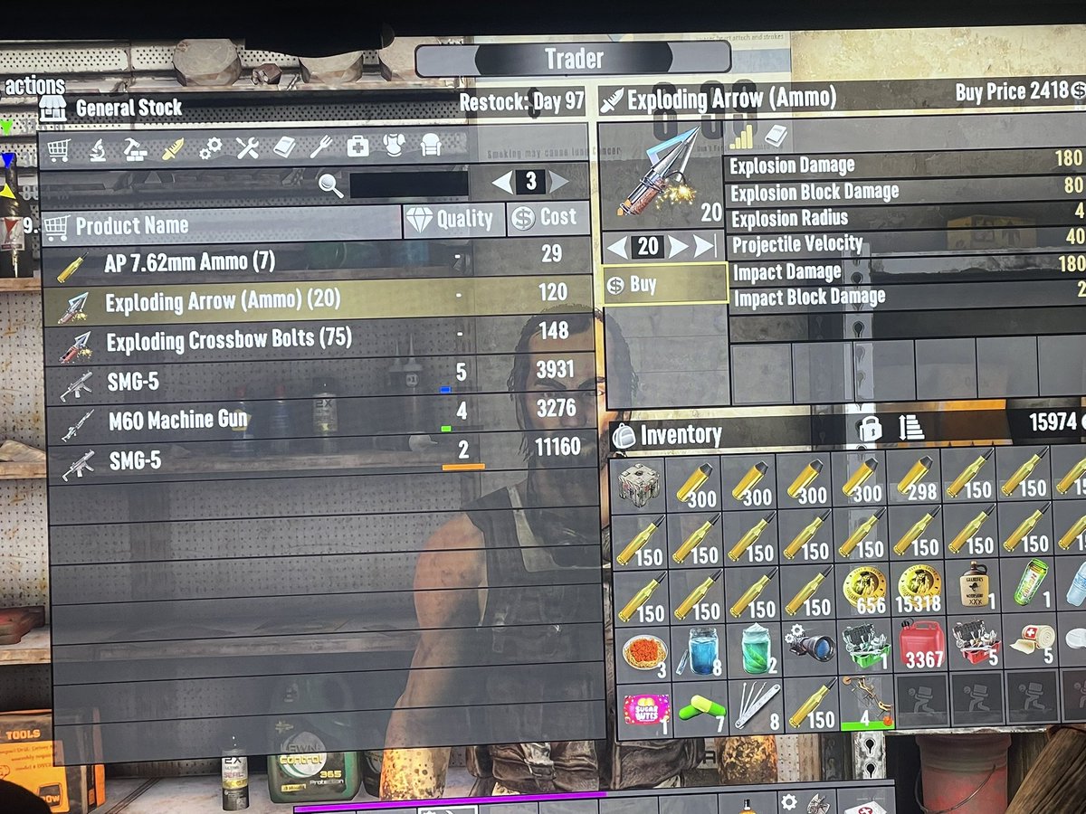 Runaway__Rabbit's tweet photo. @7DaystoDie your traders are scam artists. 20x120=2,400 but he’s charging 2418 https://t.co/fZY7ZJGTMN