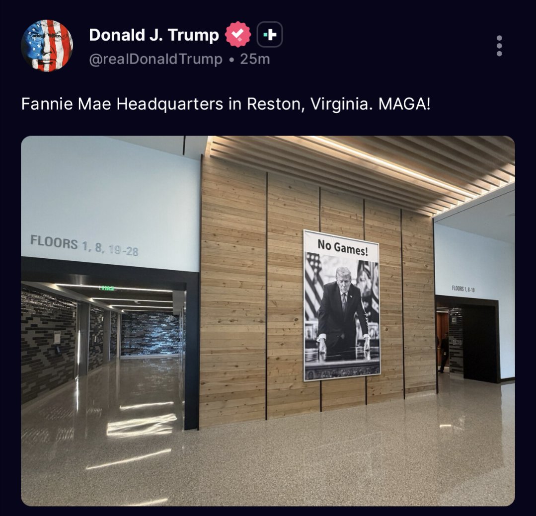 InvestiGator182's tweet photo. I've been talking about $FNMA all week. Trump just posted this on Truth Social. 16$ is definitely in bound. https://t.co/TAwcA7qAxO