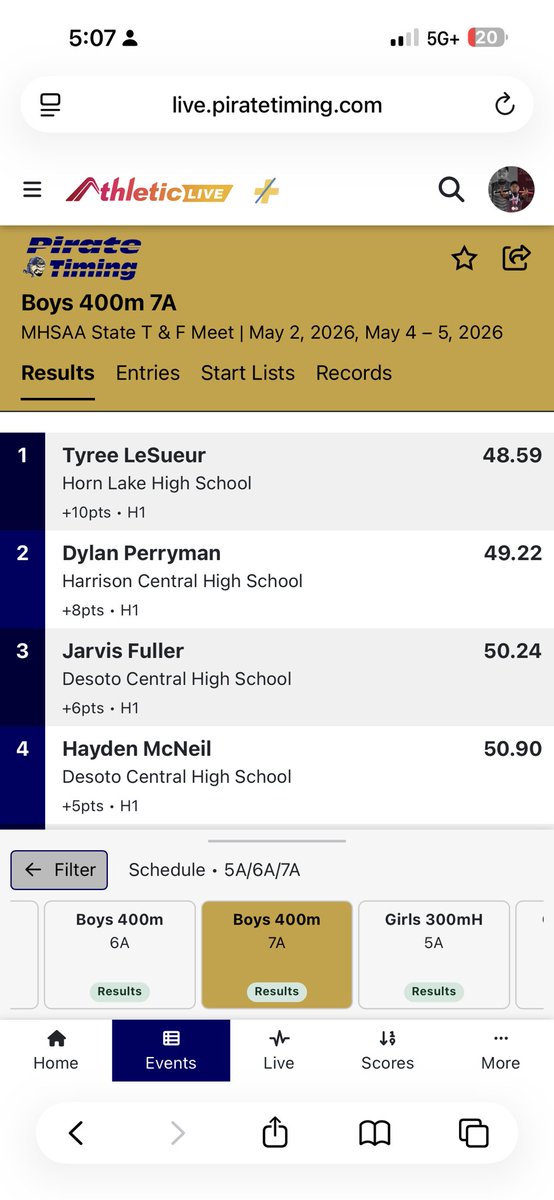 TyreeLeSueur's tweet photo. Thank you God for allowing me the opportunity to finish my Senior year as the MHSAA 7A 400m State Champion 🙌🏾🙏🏾🥇. I appreciate my family, coaches, and teammates for their support this season. https://t.co/SbNn75lmni