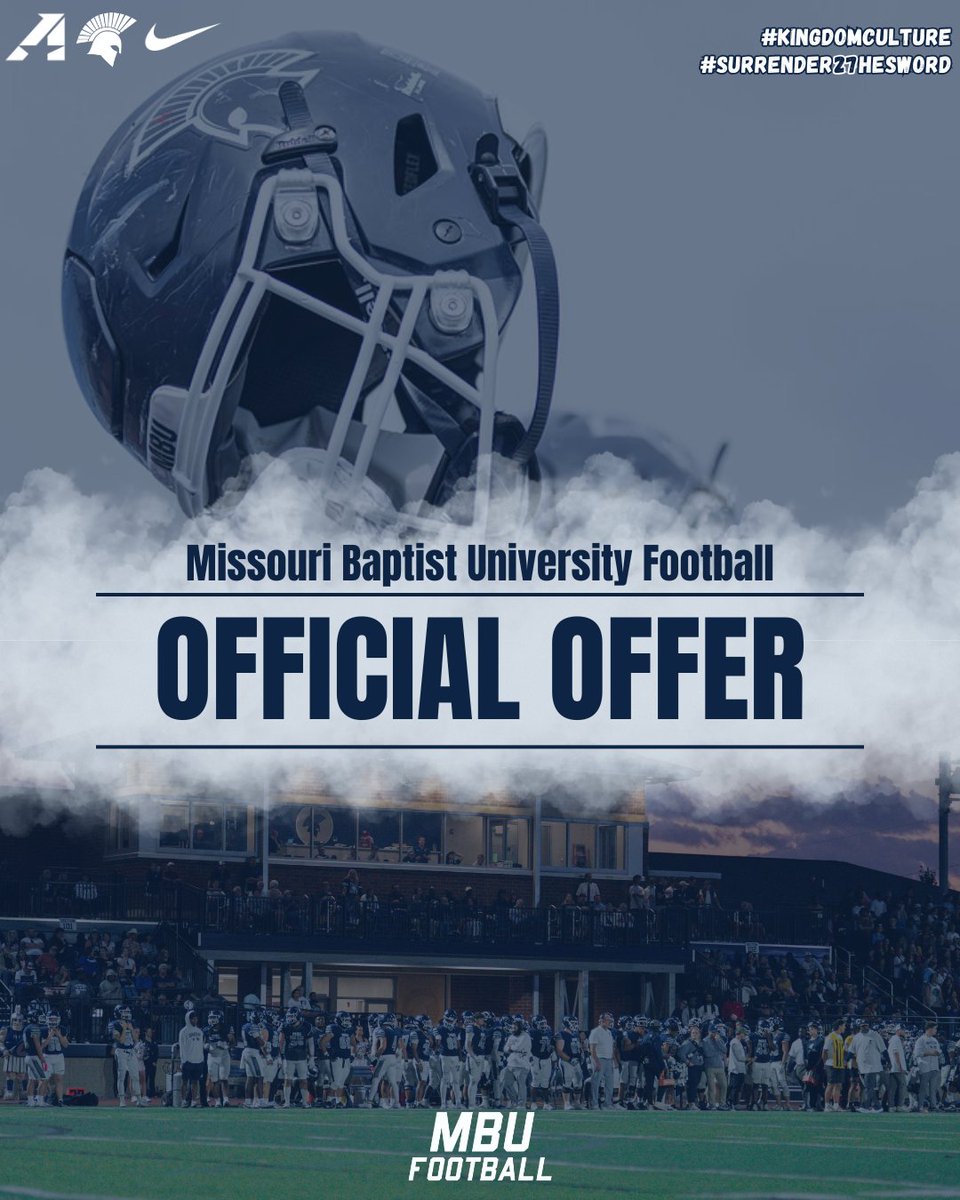 TuckerQb14's tweet photo. Blessed to receive an offer from Missouri Baptist University 🙏🏾🏈
#AGTG #QB1 #Recruiting
@MBUFootball
@j10mar @JPRockMO
@GSV_STL @Bridge2Football @CoachSal_STL @TheMRQU https://t.co/Y2x1B5CktD