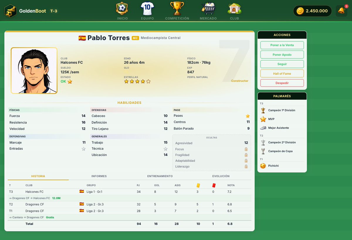 manager5215's tweet photo. Golden Boot is moving into a new phase.

Most of the game UI is done — only landing and onboarding left.

Next up: the training engine.

The hard part is making it all balanced: progress has to feel real, but not automatic.

#indiedev #buildinpublic https://t.co/o1I2YqndyU