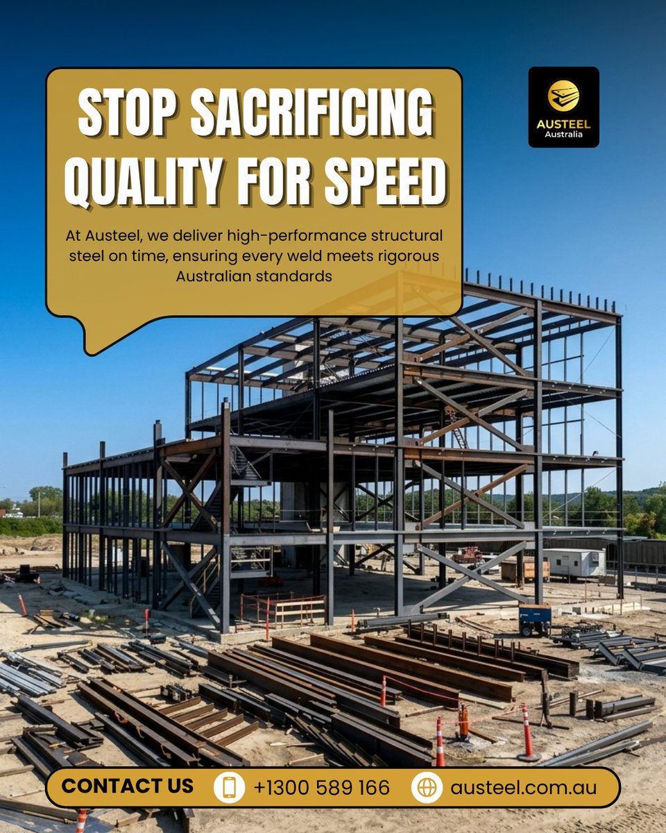 AusteelA41912's tweet image. Achieve both speed and quality with structural steel solutions delivered on time, ensuring durability, compliance, and superior performance across every project.
 📞 +1300 589 166 🌐 austeel.com.au
 #StructuralSteel #BuildQuality #OnTimeDelivery #ConstructionStandards