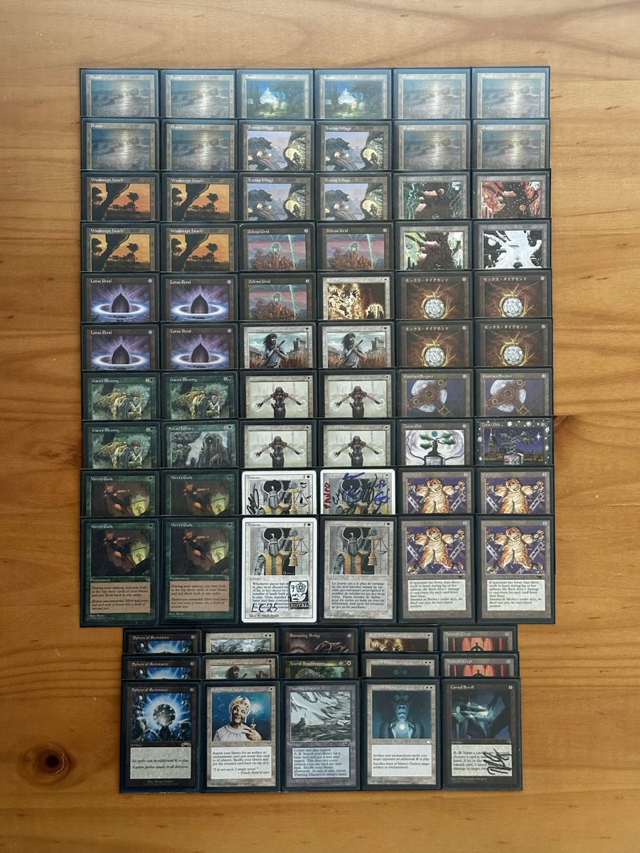 swbmtg's tweet photo. Played this Balance brew to 3rd in the Unchained #premodern side event at #lobstercon! Great event

1 Mind Twist Black ⚖️⚖️
2 FOW DN ⚖️💥⚖️
3 Bargain Combo 💥💥
4 Tide Replenish ⚖️⚖️
5 FOW Gro ⚖️⚖️
6 Entomb Rock ⚖️⚖️
7 FOW DN 💥⚖️⚖️
QF Necro Pit Rack ⚖️⚖️
SF FOW Slowking 💥⚖️💥 https://t.co/0hgY2P4wTY