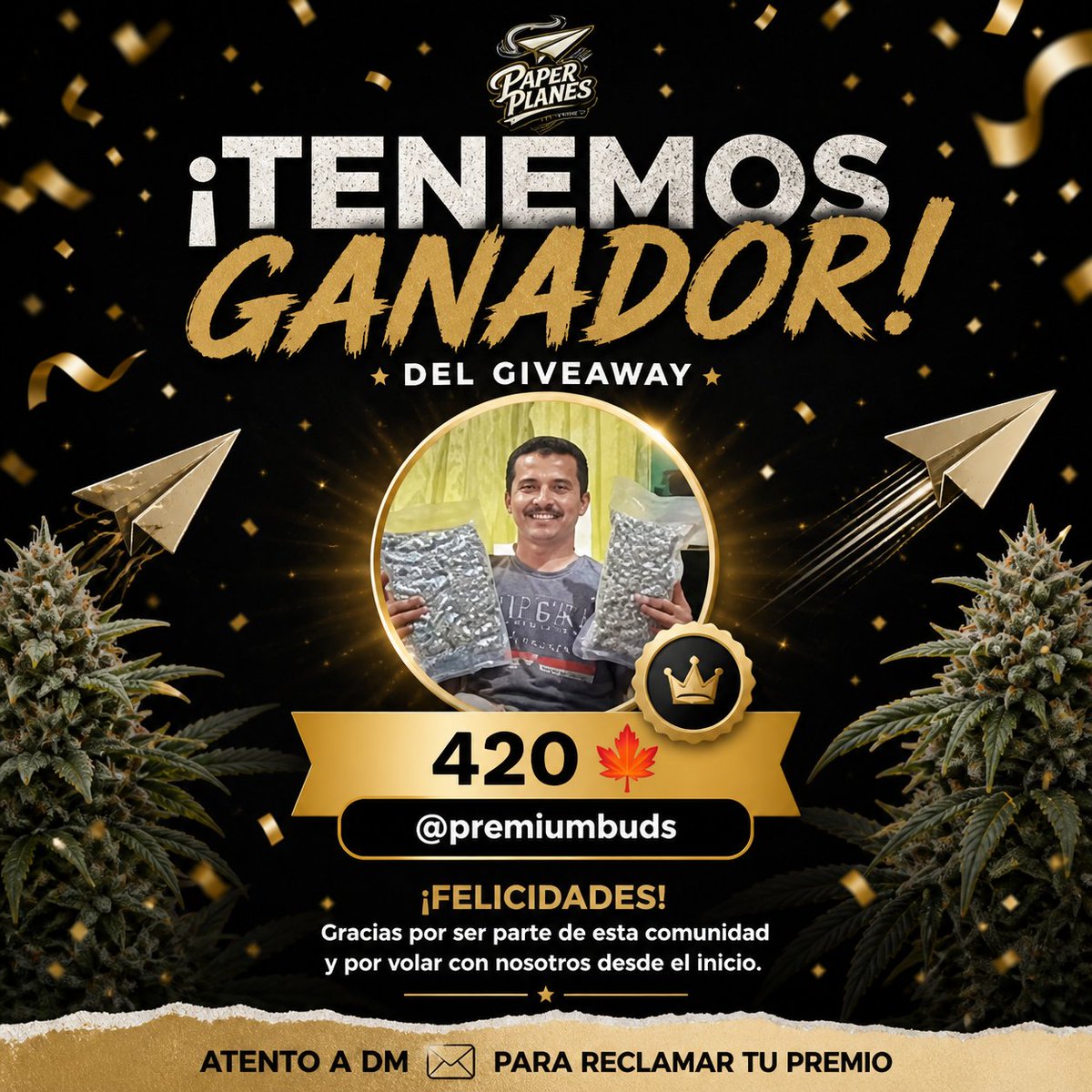Paperplanesmx_'s tweet photo. Ya tenemos un ganador, disculpen la tardanza se supone que lo anunciaría a las 4:20 pero me pase de fumes y casi lo olvido. @premiumbuds 
Atento a tu DM para reclamar tu premio. Gracias a todos por participar. En la semana estaremos haciendo alguna otra dinámica para que sigan teniendo más oportunidades de ganar.