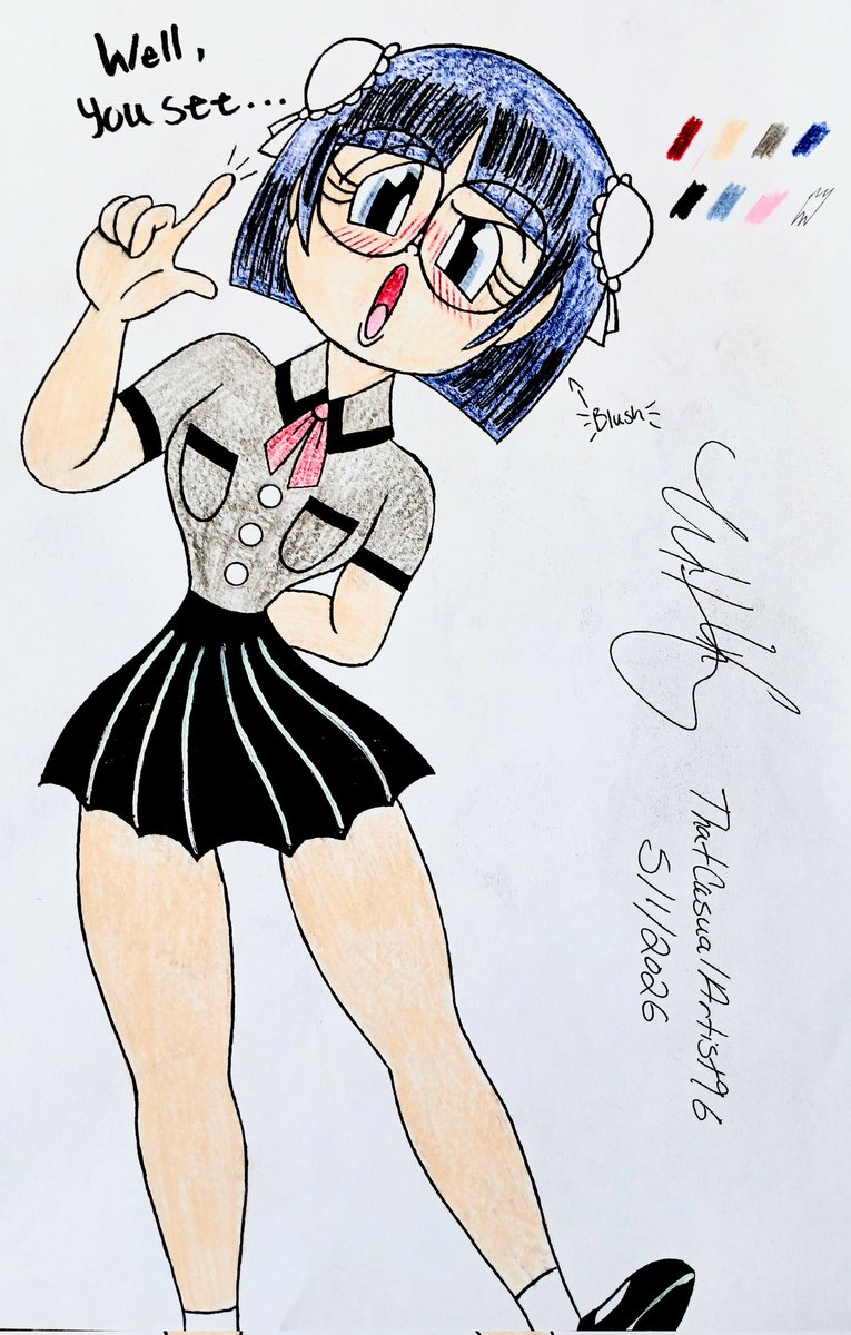 casualartist96's tweet image. Nnneeeeerrrrrrrd!!

Starring my OC Lucy Liangdou. This character is 9 and a 1/2 years old and her race is asian, with her family being from The Republic of China a.k.a   Taiwan 🇹🇼 .

#OC #traditionalart #kawaii #meme #nerd