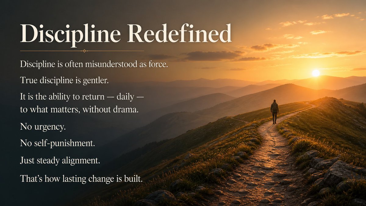 dearsrinivas's tweet photo. Discipline is often misunderstood as force
It is just steady alignment https://t.co/cBXIVurYaZ