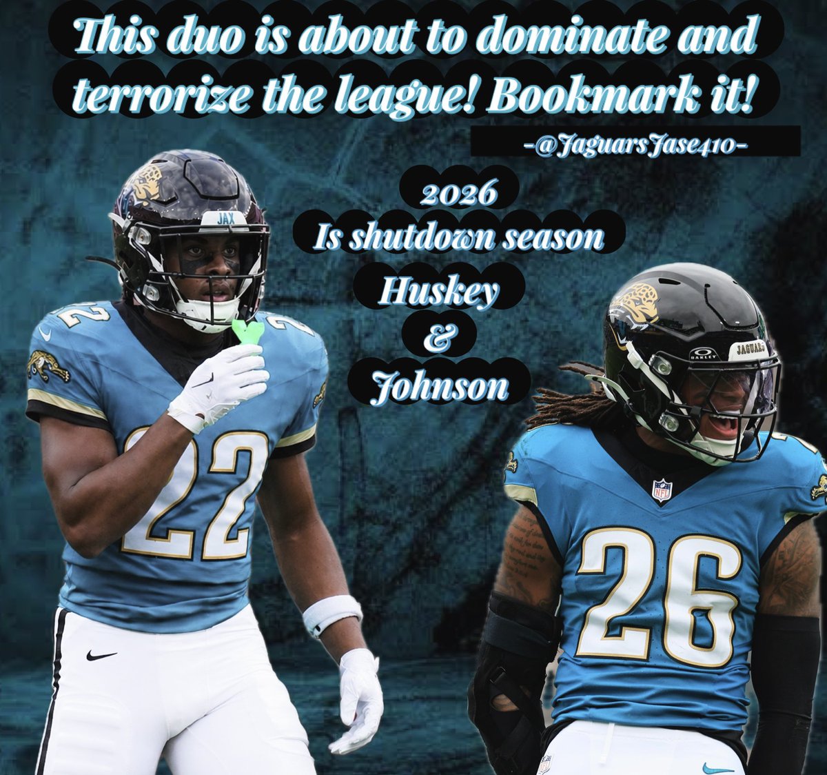 JaguarsJase410's tweet photo. Yea I said it and I said bookmark it!!! @HuskeyJalen and @Antonio_johns0n are gonna be the best Saftey duo in the league!!! #DUUUVAL https://t.co/7GD3P9et9S