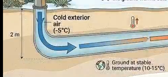 halirutan's tweet photo. According to this video, the ground has a stable temperature of 10-15 degrees C at 2m depth. However, that is not the case; at 2m, you'd still have significant temperature variations.  Source: Our ground-source heat pump uses 65 m deep vertical boreholes and https://t.co/Kg2luojBqW