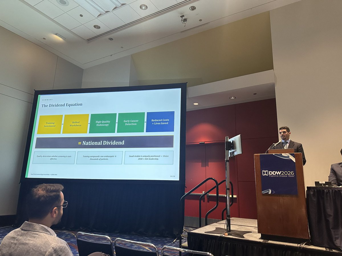 MazenAlmasry4's tweet image. Great session at #DDW2026 with @ASGEendoscopy &amp;amp; @SGA_KSA. 🌍

Special to reconnect with leaders from @KFSHRC where I completed my med school. 

Impressive to see how thoughtfully training programs are being built to support the next generation of gastroenterologists. #MedEd 📚