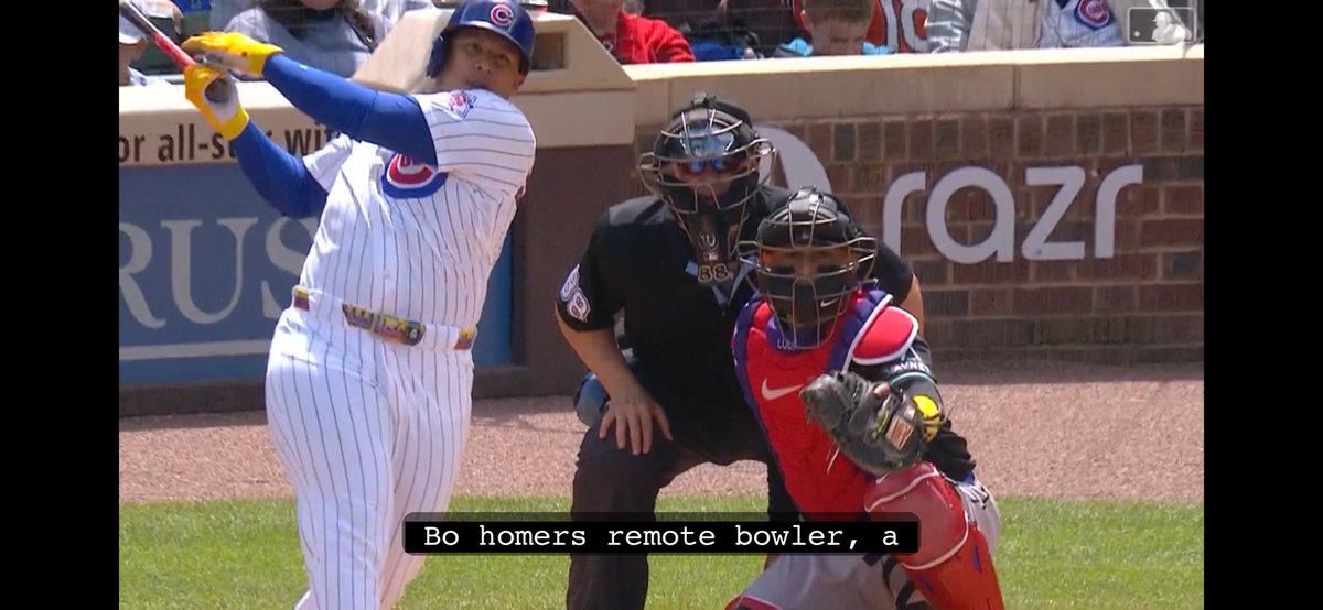 mlb_cc's tweet photo. Bo homers remote bowler https://t.co/hk9Yl4u5hS