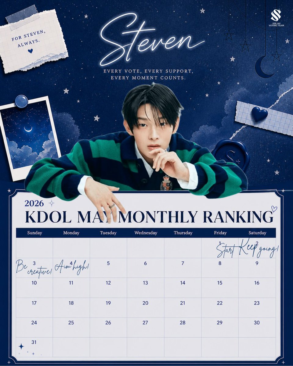 📢 𝗦𝗧𝗘𝗩𝗘𝗡 × 𝗞𝗗𝗢𝗟 𝗠𝗔𝗬 𝗠𝗢𝗡𝗧𝗛𝗟𝗬 𝗥𝗔𝗡𝗞𝗜𝗡𝗚‼️

Supsokdans and Fireflies, it’s Day 4 of KDOL’s May Monthly Ranking! Don’t forget to collect and save your purple hearts for Steven today. Every heart gathered is another step in showing our dedication and love for