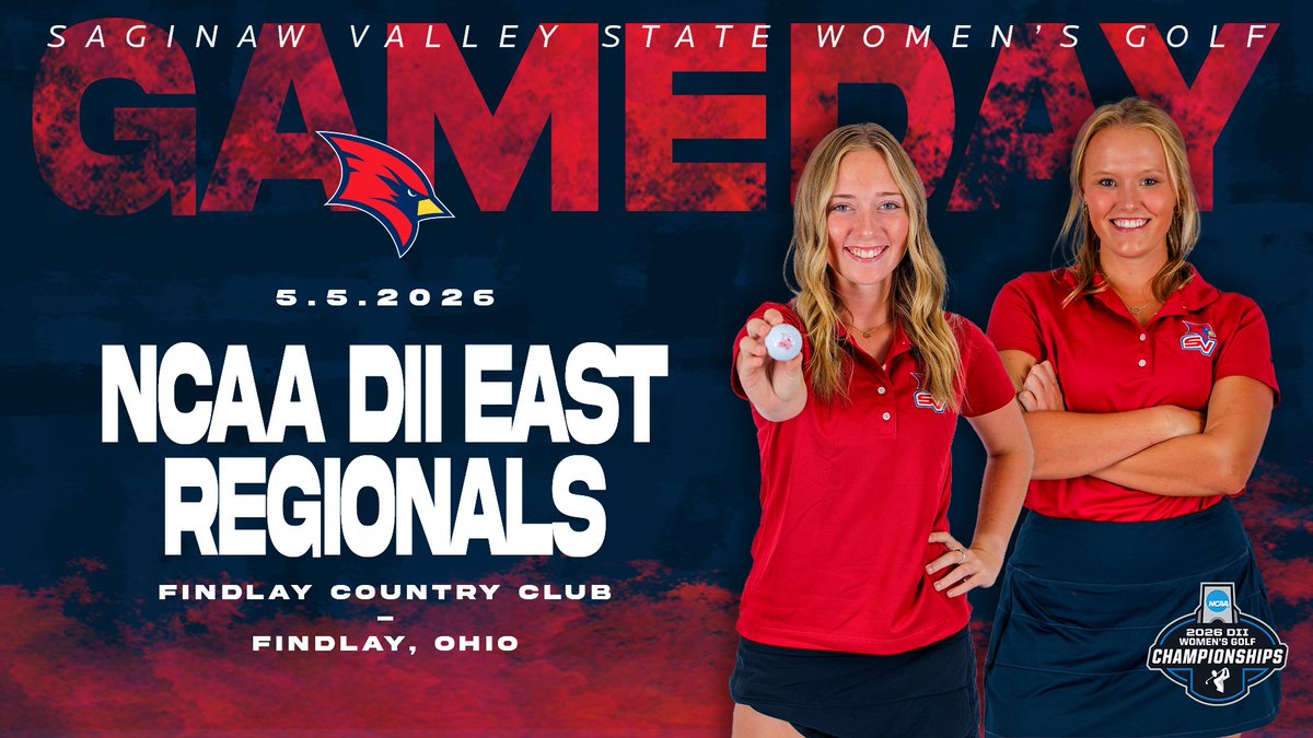 svsuathletics's tweet image. 🚨GAMEDAY🚨
🏌️‍♂️ @svsugolf 🏌️‍♀️
🏆: NCAA DII East Regionals
📅: May 5, 2026
⛳️: Findlay Country Club
📍: Findlay, Ohio
📺: bit.ly/3wzQWru
#BeaksUp #GoCards #StandOut #SVSUGolf