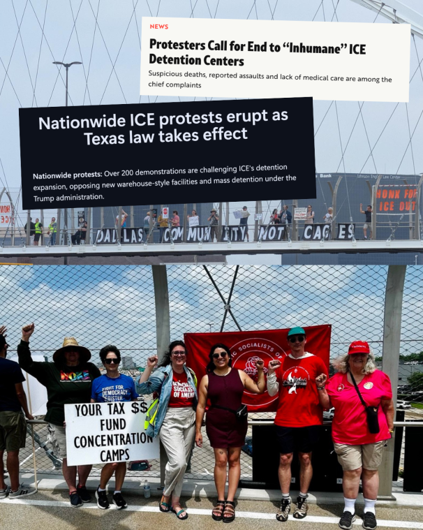 dsa_intl_comm's tweet photo. In this photo: DSA members in Dallas, taking action with @DSA_NorthTexas https://t.co/468KiIl92R