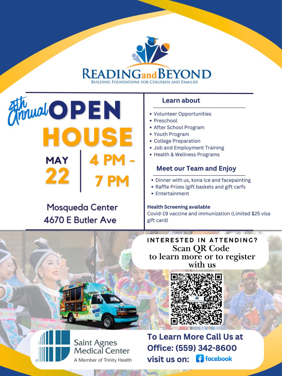 Reading_Beyond's tweet photo. Join us for an evening of connection, celebration, and community!
✅ Walk-ins are welcome!
📋Complete our interest form, and a team member will assist with registration.
👉 https://t.co/MbrN4aSQGf

📞 Questions? Call us at 559.342.8600

We look forward to celebrating with you💙 https://t.co/NVUq8lLii7