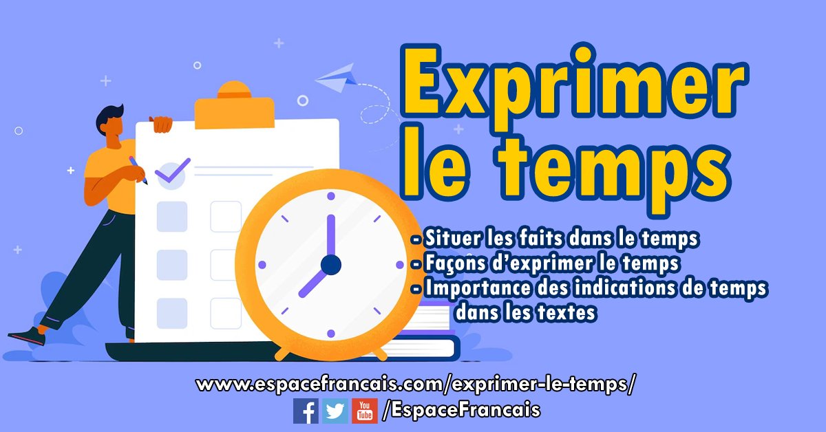 EspaceFrancais's tweet image. Exprimer le temps ? ⌚
Retrouvez les moyens grammaticaux et lexicaux pour exprimer le temps ainsi que l'importance des indications de temps dans les textes.
🔗 espacefrancais.com/exprimer-le-te…
#Languefrançaise #FLE #École #Collège #ApprendreLeFrançais #Vocabulaire #Expression #Temps
