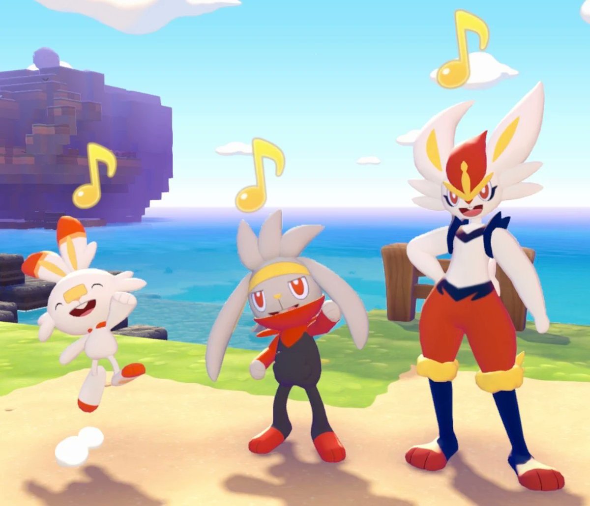 Pokopia Raboot Scorbunny, Raboot, & Cinderace are cheerling :3 #Pokemon # ...