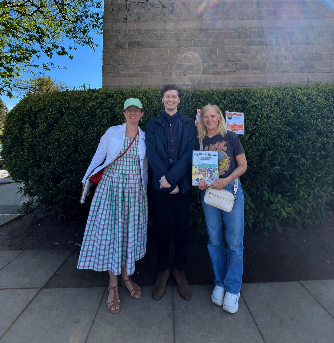 SpencerVanCity's tweet image. With author Lorna Schultz Nicholson &amp;amp; illustrator Emma Fitzgerald, I traced the starting path of Rick Hansen’s Man in Motion Tour &amp;amp; spoke with community members about accessibility in our city—what’s working &amp;amp; what should change. Progress starts with listening #vanpoli #vancouver