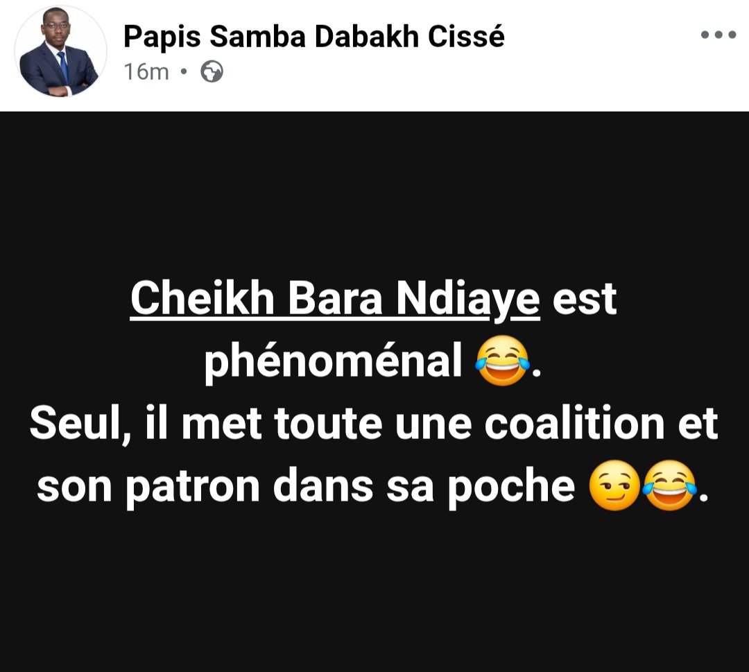 amuyakar_Ndoy's tweet image. 🇸🇳Cheikh #Bara Ndiaye

​" Gni gueneu sooneu ci #Pastef amougnou carte de membre "
​
​" Être Sonkiste c'est effectivement renoncer aux privilèges "
​
​" Les intellectuels qui le suivent le font par conviction pas par intérêt"
​
​" Tambalé ci  #SONKO Yem si Guide de la révolution"