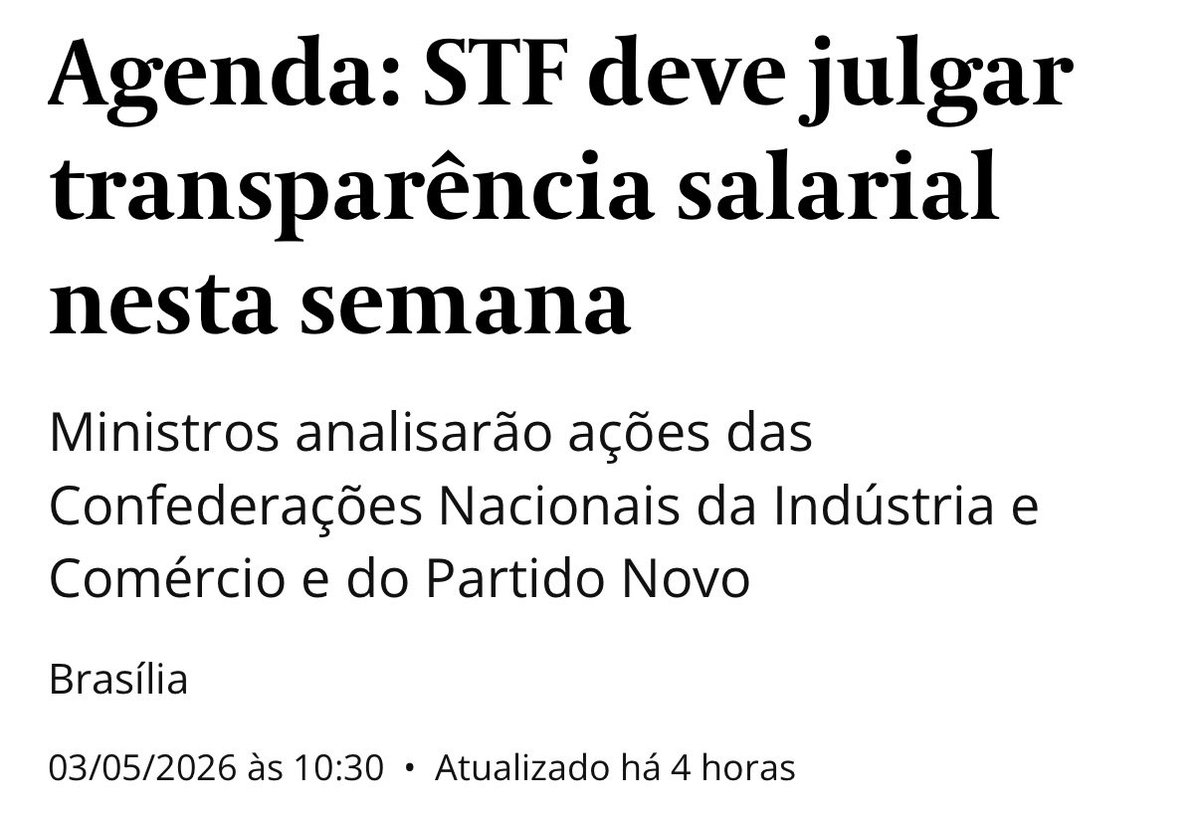 Estava lendo as notícias do Valor agora e me deparei com mais um capítulo da ilusão regulatória brasileira.

Querem resolver desigualdade salarial na marra, obrigando empresas a expor informação sensível como se fosse dado público.

Remuneração não é igualdade cega.
É