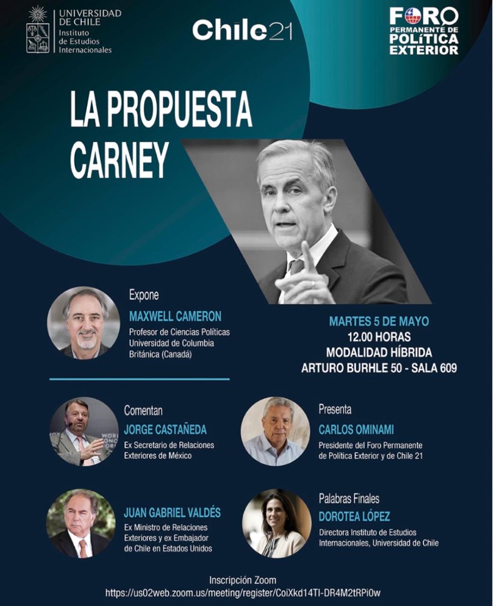 MaxwellACameron's tweet photo. What does Carney's Davos speech mean for Latin America?  This should be a very interesting conversation with some truly stellar practitioners and academics. https://t.co/6sM2nm9IuR