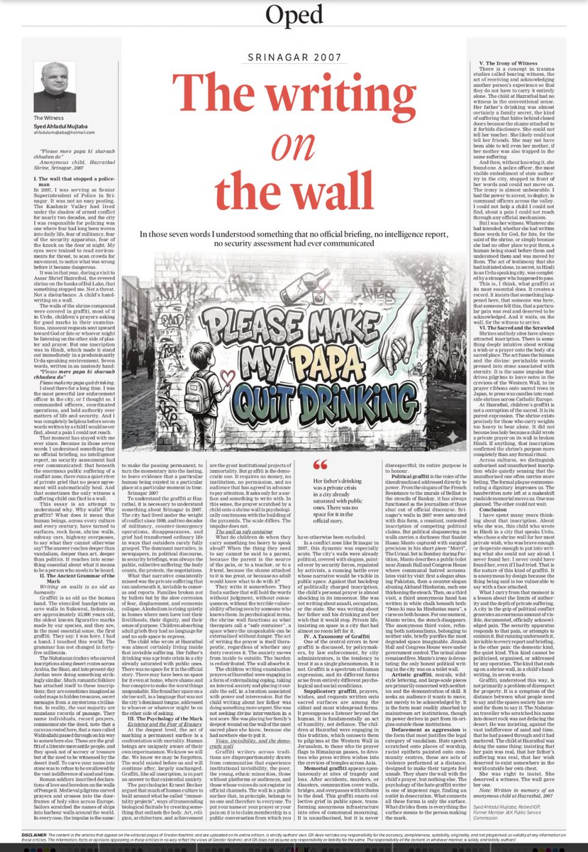 Ahfad11's tweet photo. My piece in Greater Kashmir regarding Graffiti https://t.co/4bhs6zVQuK