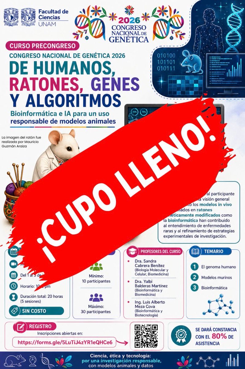 CNGenetica2026's tweet image. Segundo curso precongreso al FULL 
Gracias 🙏 

#genética #ciencia