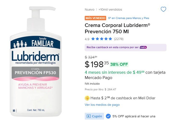 OfertonesMex's tweet image. PREVIENE MANCHAS Y ARRUGAS CON LUBRIDERM🔥
Crema Corporal Lubriderm® Prevención 750 Ml

👉🏽Ir al producto: meli.la/12eiQWG

Precio Original: $324
💋Precio Oferta: $198

⚡️Únete a nuestros otros grupos: 
ofertonesmexico.com.mx

#Belleza@ofertones #OfertasMercadoLibre@ofe…
