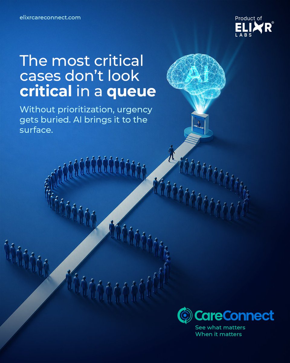 theelixrlabs's tweet image. CareConnect uses AI to highlight what truly matters—so the right cases get attention on time.

See what matters, when it matters.

Book a free demo: elixrcareconnect.com

#ElixrLabs #HealthcareInnovation #AIinHealthcare #PatientCare