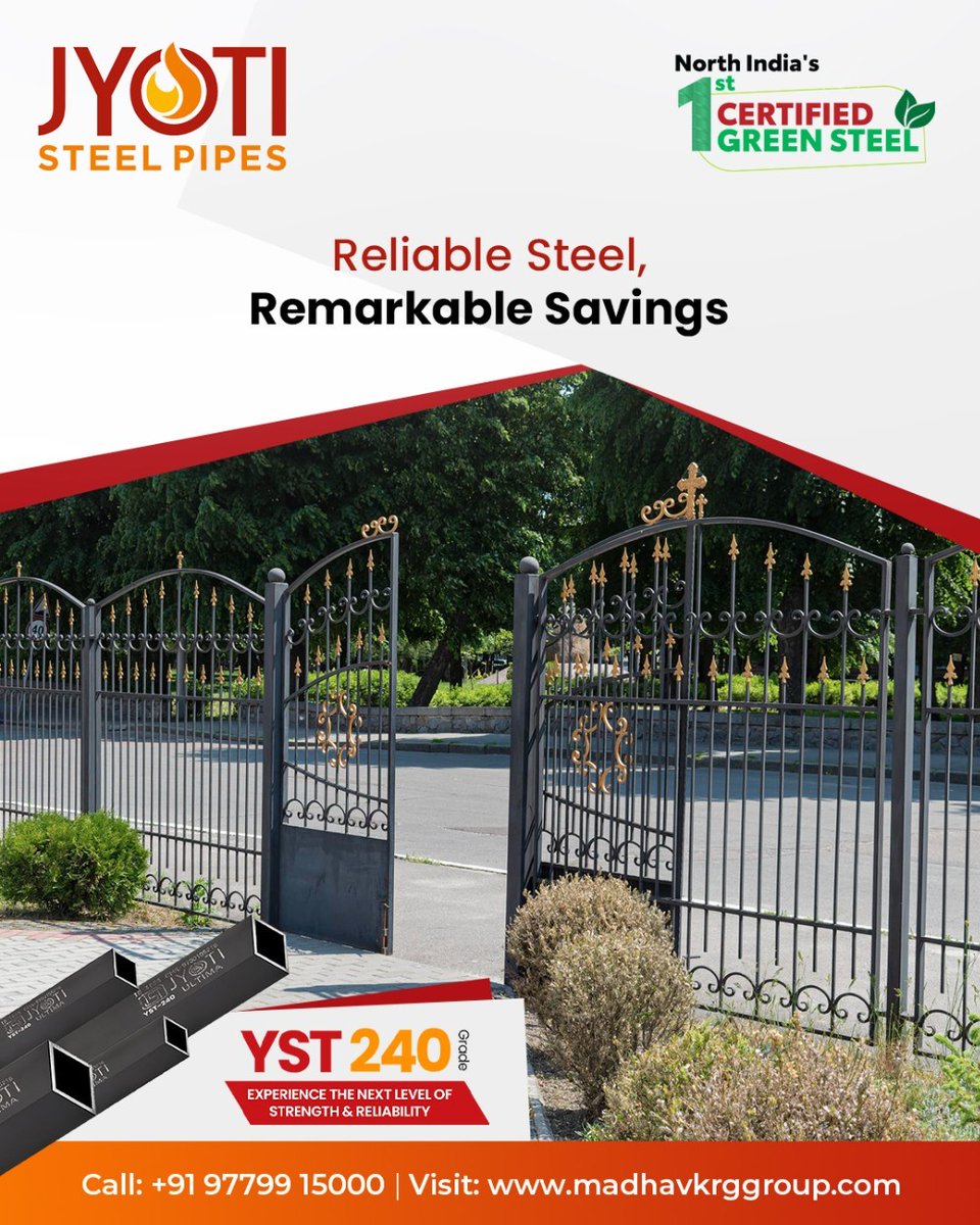 JYOTI_offcial's tweet photo. Jyoti YST 240 Steel Pipes deliver durability, reliability, and true value for every project.
.
📞 Call: +91 97799 15000 | 🌐 Visit: https://t.co/tLegSkXIb1
.
#JyotiSteelPipes #BuiltStrong #SolidFoundations #SteelPipes #ReliableStrength #fabricators #ConstructionEssentials https://t.co/adUbMPWaaC