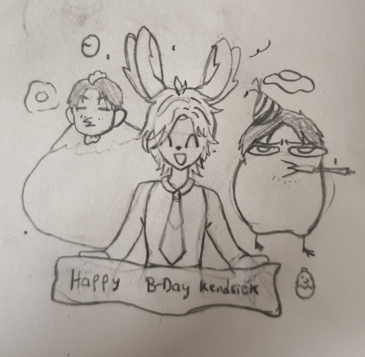 cuniculix15's tweet photo. Feliz cumple Kendrick y a mi🥳 @NACHIOBOY es un dibujo sencillo no se dibujar bien pero lo intente 😅
Feliz cumpleaños a la gallina favorita del pequeño A (fue algo rápido que hice) :3 https://t.co/dFkhEFkSyn
