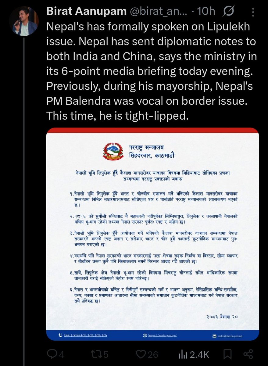Has Birat aanupam tweeted about balen today? tweet media