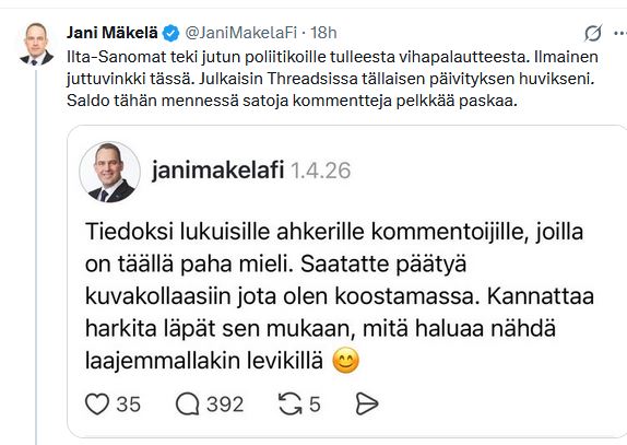 Jani Mäkelän aasi tweet media