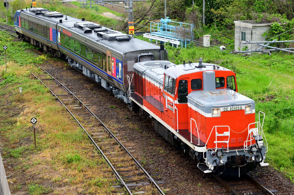 後藤工場入出場関連他 配8666レ DE10 1159 HOT2両 後藤出場 構内試運転