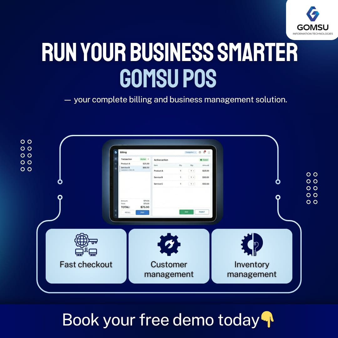 GomsuInfoTech's tweet image. Speed up your grocery store billing with our Smart POS Software 🛒
Manage inventory, track profits, and handle customer records—all in one place.

📈 Make your store smarter and more efficient.
👉 Book your free demo today!

#POSSystem #RetailStore #SmartBusiness #GOMSU