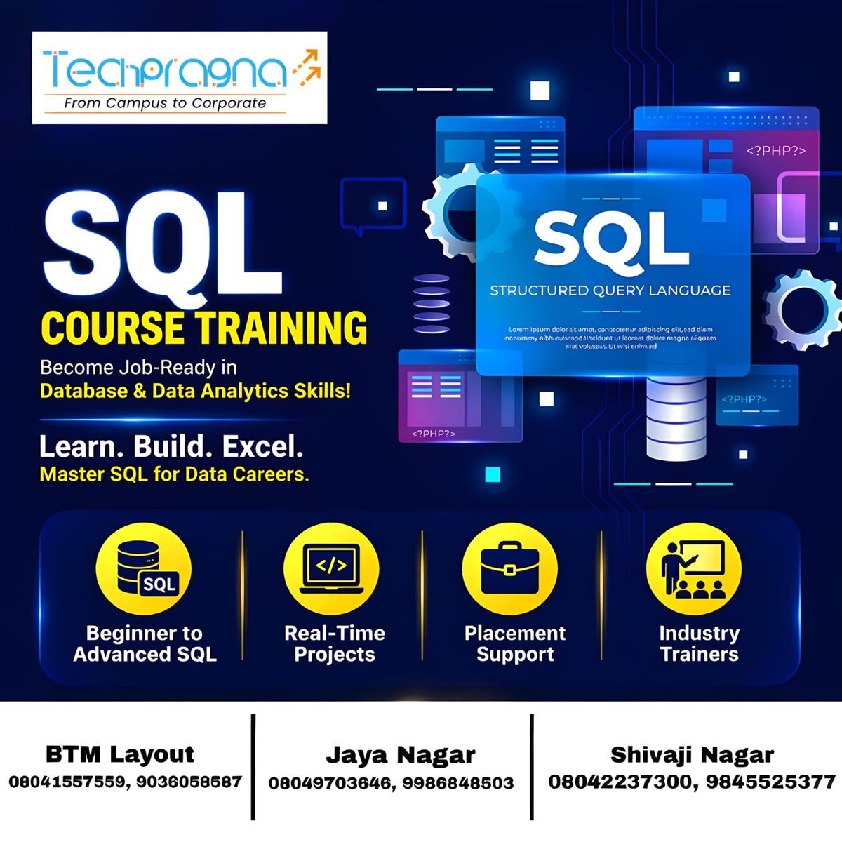 e_techpragna's tweet image. 🚀 Kickstart Your Data Career with SQL!

Ready to become job-ready in Database &amp;amp; Data Analytics?
Join our SQL Course Training and go from beginner to advanced with hands-on learning.

#SQL #DataAnalytics #LearnSQL #TechSkills #CareerGrowth #DataCareers #Upskill #TechTraining