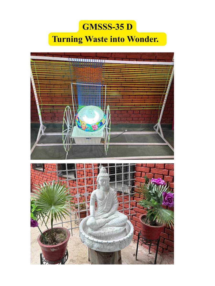 SchoolEduChd's tweet image. Turning creativity into sustainability!
@Gmsss_35 showcases how waste can be transformed into a stunning piece of art, proving that innovation begins with imagination. 
#TurningWasteIntoWonder #SustainableArt #EcoFriendly #CreativeMinds #GMSSS35D
@EduMinOfIndia 
@DselEduMinistry