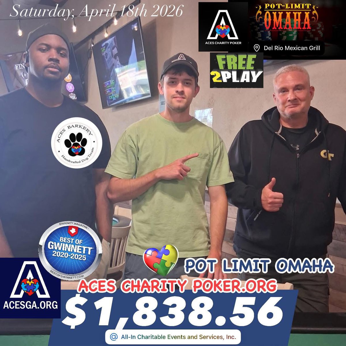 Acesofga's tweet image. Congratulations Chase for winning the ACEScharitypoker.org tournament on Sat., April 18th.  ACESGA.ORG is a 501(c)3 nonprofit dedicated to providing meaningful opportunities for autistic adults to maximize their potential! #AutismAwareness