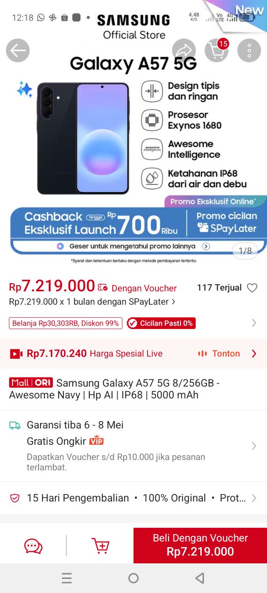 donipriambodo's tweet photo. @ShopeeID @ShopeelD Desain slim &amp; performa kuat Exynos 1680 di Galaxy A57 5G, jadi bebas Explore Cross Passion Mission &amp; ngelakuin banyak hal yang aku suka #GalaxyA57withShopee https://t.co/G3wYXTzImh