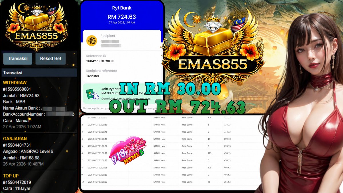 emas855cs's tweet photo. RM30 ➡️ RM724.63 💸

Real withdraw ✔️
Game tengah panas 🔥
Ramai dah cashout hari ni 😳
Jangan tunggu lama… peluang jalan 👀
👉 https://t.co/DC3DkvhPfU

#emas855 #slotmalaysia #bigwin #jackpot #fomo https://t.co/rxHQZ6K1kD
