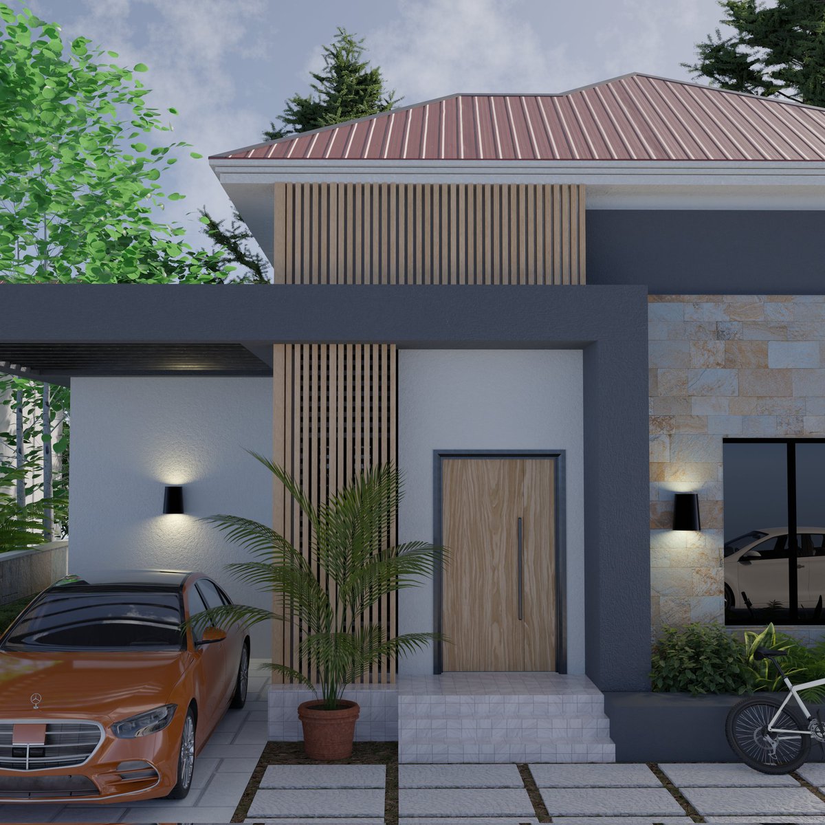 ToladKoncept_'s tweet image. Exterior rendering of a staff quarters. 

This is  bungalow, defined by simplicity, function, and calm elegance. Designed for comfort, crafted for everyday living.

#toladkoncept #bungalow #architecture #3drenders #blender3d