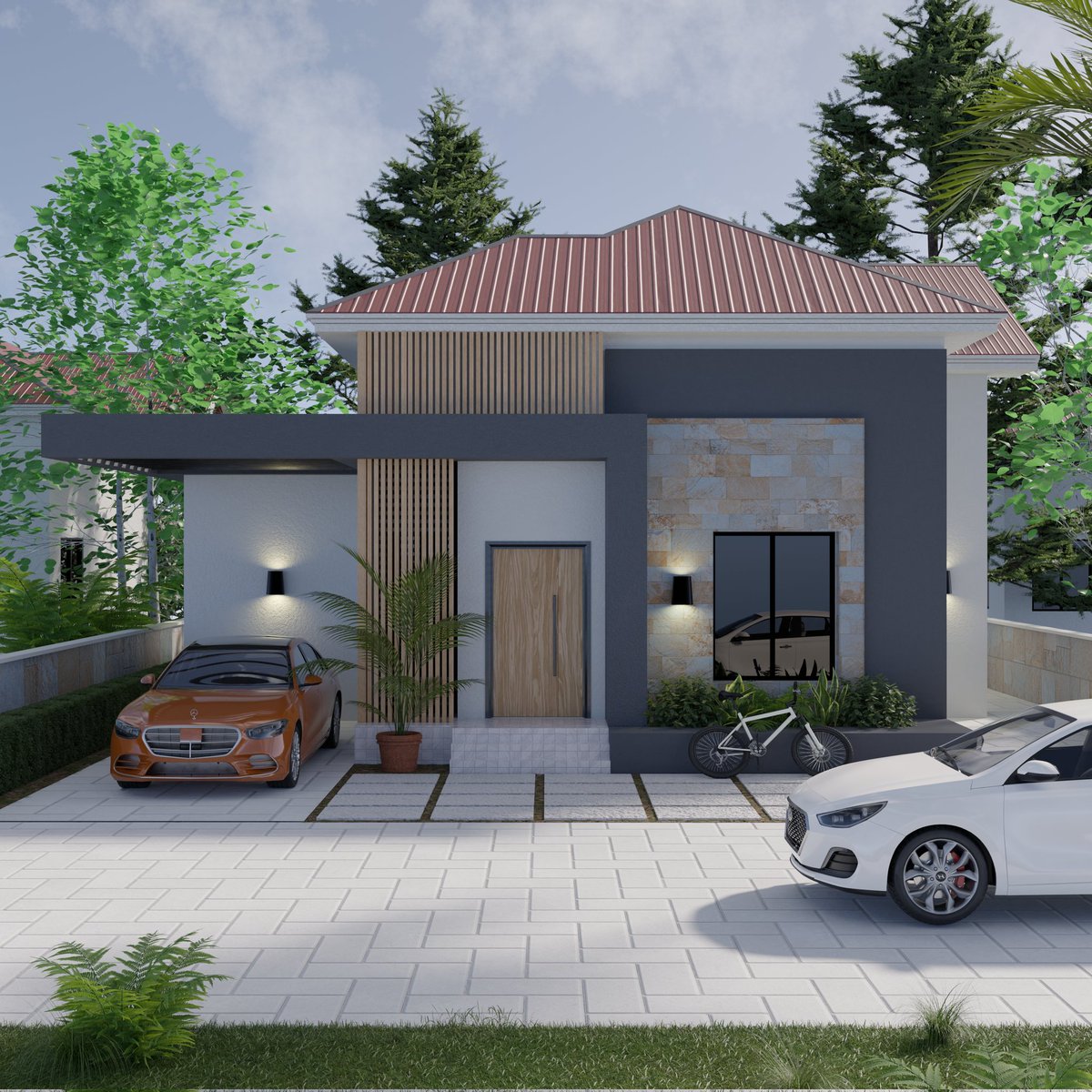 ToladKoncept_'s tweet image. Exterior rendering of a staff quarters. 

This is  bungalow, defined by simplicity, function, and calm elegance. Designed for comfort, crafted for everyday living.

#toladkoncept #bungalow #architecture #3drenders #blender3d