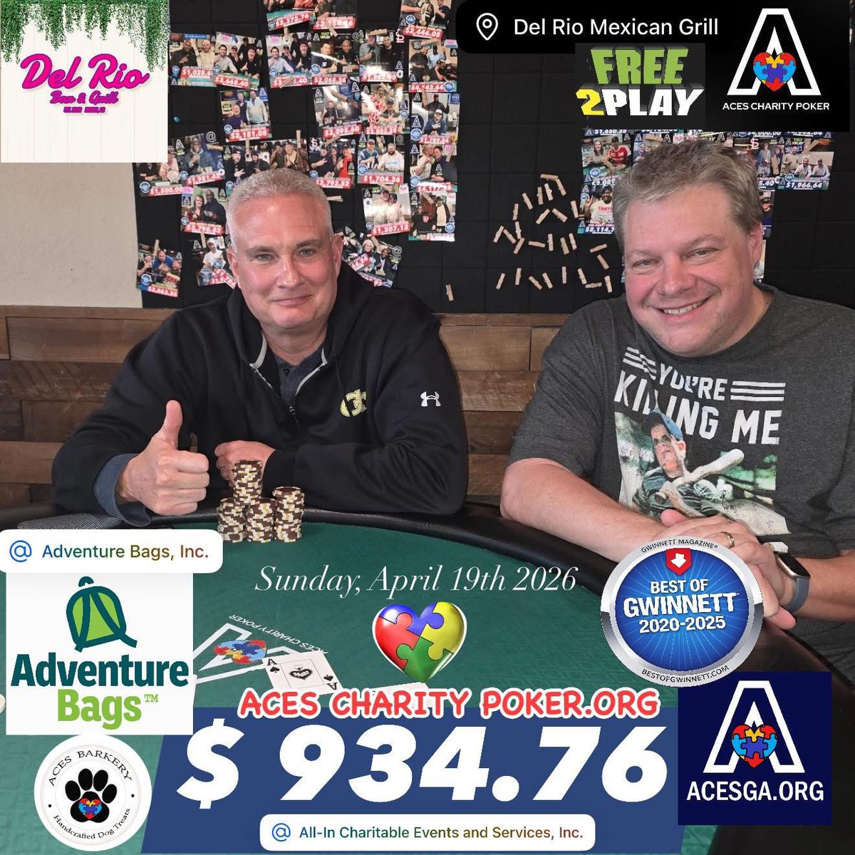 Acesofga's tweet image. Congratulations Gregory for winning the ACEScharitypoker.org tournament on Sunday, April 19th.  ACESGA.ORG is a 501(c)3 nonprofit dedicated to providing meaningful opportunities for autistic adults to maximize their potential! #AutismAwareness
