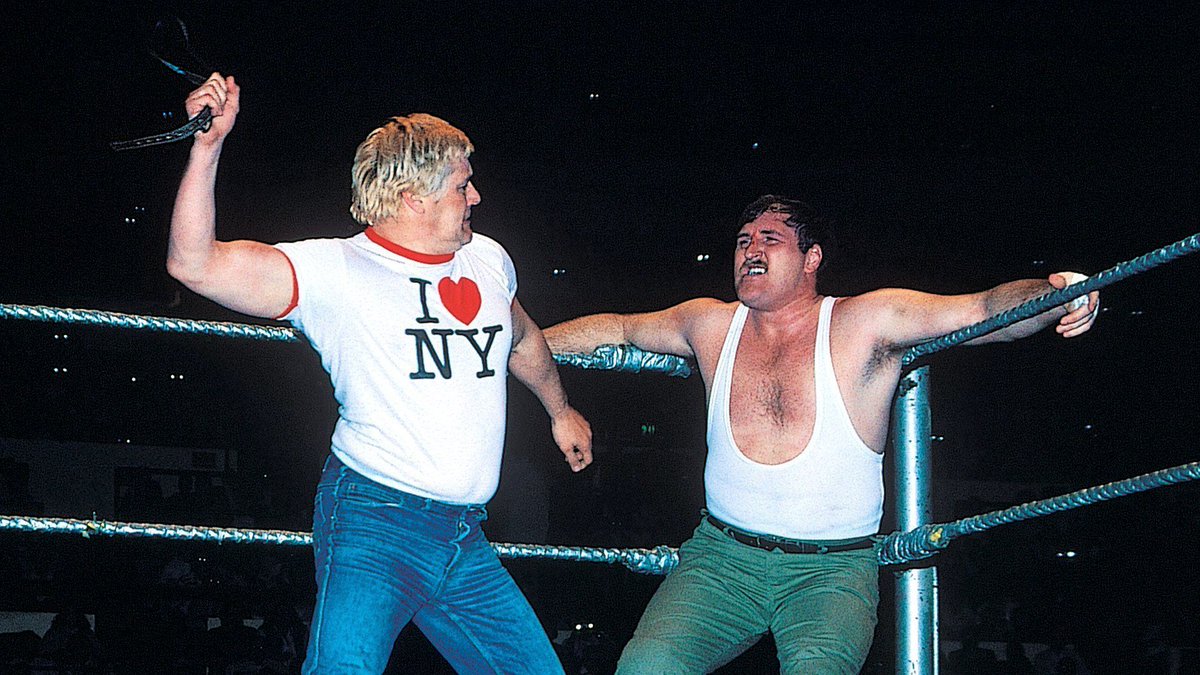 WWFWrestling1's tweet image. Shots from this day in 1981, capturing Sgt. Slaughter battling Pat Patterson in an "Alley Fight" match at Madison Square Garden. #WWF #WWE #PatPatterson #SgtSlaughter