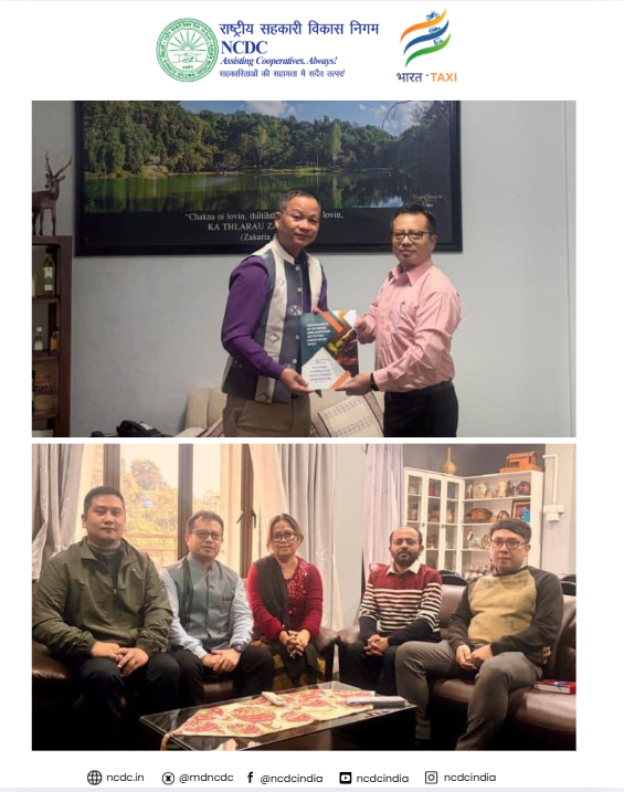 The Regional Director (NE Region), NCDC, Shri Robert H. Touthang, held a discussion with Prof. Lalnilawma, Minister of Rural Development, Government of Mizoram, and Smt. Zosangzuali Pachau, CEO of the Mizoram State Rural Livelihoods Mission (MzSRLM). During the meeting, the scope