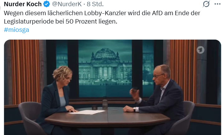 Nicoles44180590's tweet photo. ++BREAKING
HÖHERE EINKOMMEN!!!
REICHE Menschen die genug, nein nicht genug, sondern zu VIEL Geld haben, etwas mehr zu besteuern, so, dass sie ihren Teil an der Finanzierung dieses Landes beitragen
#Miosga
Merz:
DAS WIRD ES MIT MIR DER CDU NICHT GEBEN
Wählt NIE WIEDER CDU 
BITTE!! https://t.co/tjk7Yt1XJY