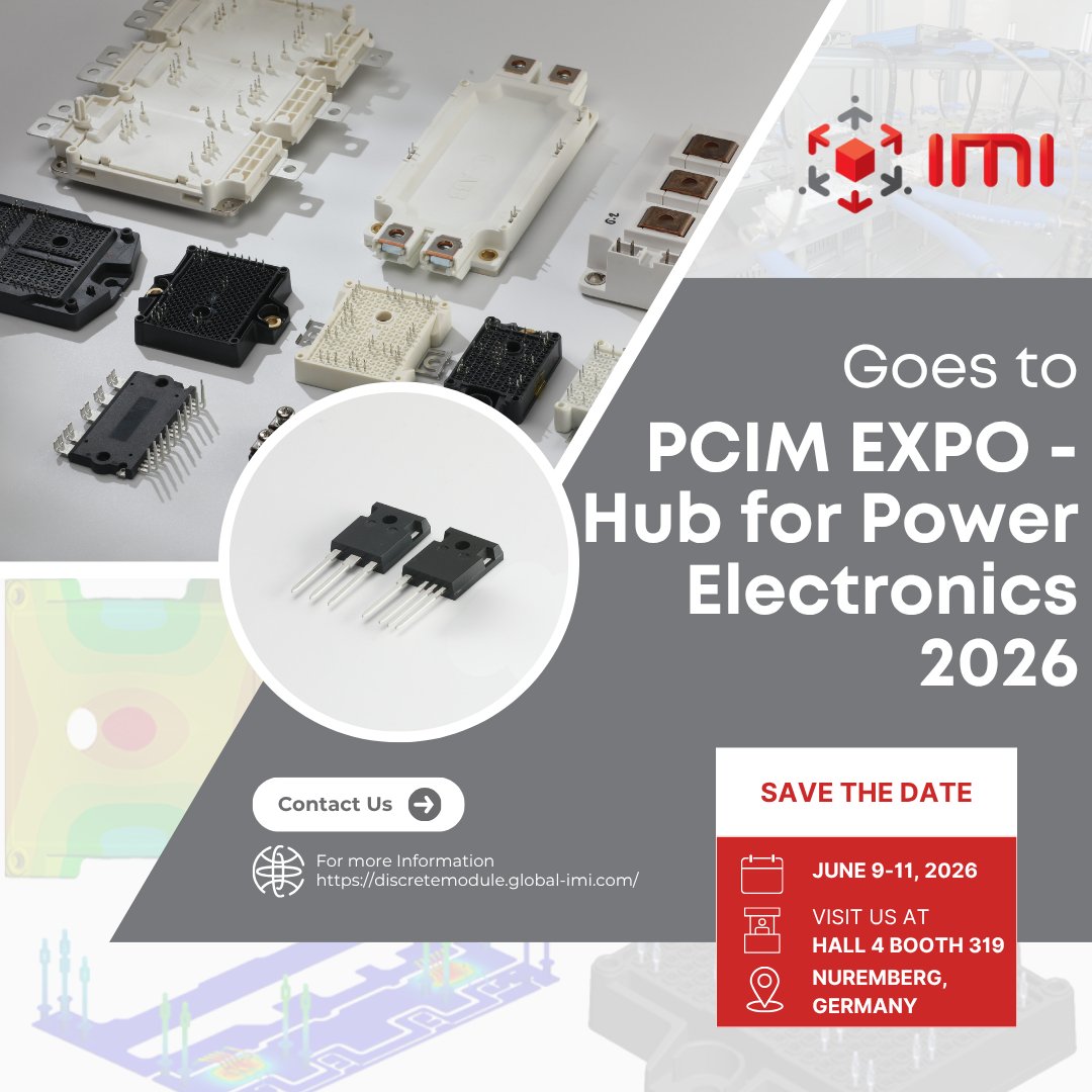 global_imi's tweet photo. Exciting news!

A power team from IMI is gearing up to join #PCIMEurope2026 -- a premier global exhibition and conferences on power electronics-- taking place from June 9-11, 2026, at Nuremberg, Germany. https://t.co/9Rp27cBHca