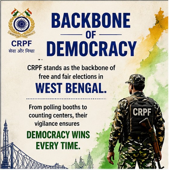 DeshHamara2's tweet image. In every sensitive zone, CRPF jawans remain alert and committed—
ensuring every vote is cast without fear and counted with integrity. ✔️

#CRPF_For_Peaceful_Elections #CRPF #WestBengalLegislativeAssemblyelection2026 #electionresult2026 #HimantaBulldozedCongress पश्चिम बंगाल