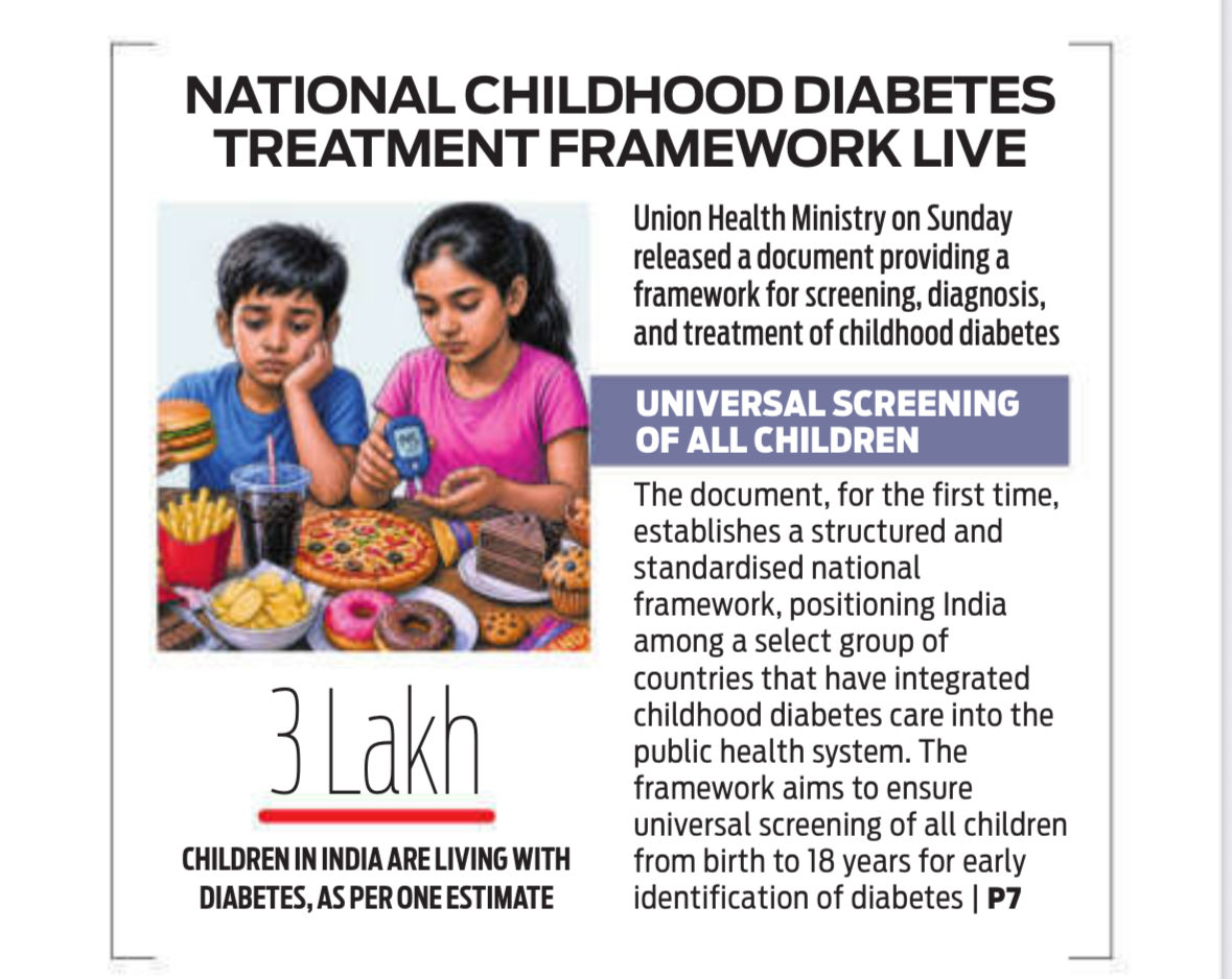 KavitaDatt's tweet photo. India releases first-ever national guidelines for childhood diabetes management

Centre also rolls out revised Rashtriya Bal Swasthya Karyakram, adds mental health, NCDs

@NewIndianXpress @TheMornStandard @MoHFW_INDIA @drmohanv @docanoopmisra @AskDrShashank @ICMRDELHI https://t.co/KuvIzaSSai