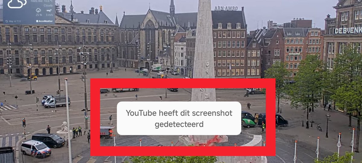 Ik dacht; zal eens even kijken of de live webcam het nog doet en maakte een printscreen.

YouTube detecteerde het.. 

Wat een tijden😬